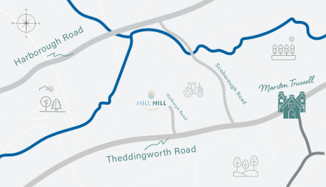 A map showing the location of Mill Hill's workshop in leicester, United Kingdom